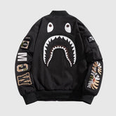 Lässige Baseballjacke mit lockerer Passform und Cartoon-Muster